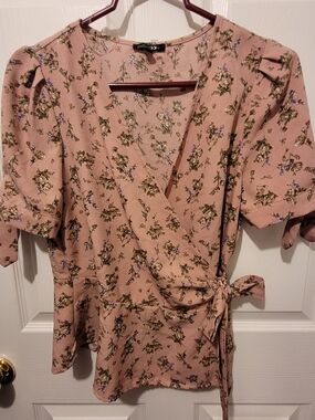 Papermoon Dusty Pink Floral Wrap Blouse